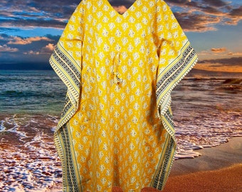 Womens Summer Kimono Caftan Dress, Short Beach Yellow Kaftan Dress Summer Beach Caftan Dress, Beach, Coverup One size
