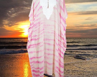 Soft Pink Sheer Kaftan Kimono Maxi Dress , Sexy Beach Coverup, Caftan With Embroidery, Cruise Kaftan Travel Dress, One size, L-4XL