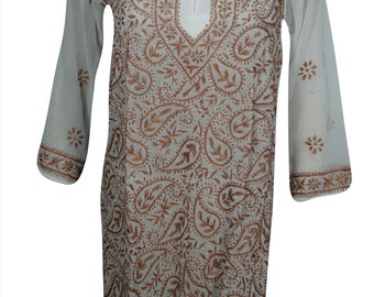 Sexy Bikini Cover Up Tunic Dress Paisley Embroidered Long Sleeves Beach Wear Caftan Dresses S