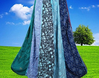 Womens Dori Maxi Skirt, Starry Blue Panelled Boho Patchwork Flared Long Skirts, Handmade, Hippe, Boho Midi Skirts S/M/L
