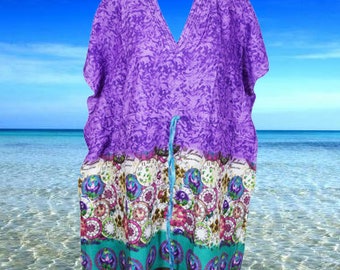 Women's Travel Caftan Short Dress, Cotton Clock Print Kaftan Beach Cover up Dresses ,Resort wear, Handmade, Fall Boho Travel Kimono S/M
