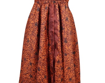 Vintage 2 In 1 Dress And Long Skirt Two Layer Printed Smocked Bodice Versatile Dual Design Strapless Dress