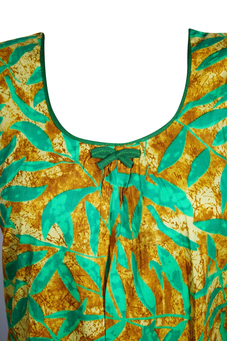 Boho Loose Nightgown Womens Maternity Dress printed handmade Indian cotton kaftan Sea Green Sleepwear Housedress L Maxi Caftan Dress