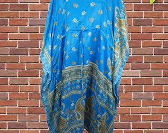 Boho Maxi Kaftan Cerulean ,Blue Floral Stylish Caftan Housedress Beach Coverup Summer Boho Caftan Expecting Moms, Resort, Cruise Caftan L-2X