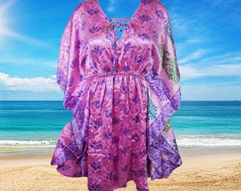 Pink Tunic Kaftan Dresses, Women's Travel Caftan Short Dress, Mindful Fashion, Summer Cruise Boho Beach Dress Gift M-XL One Size