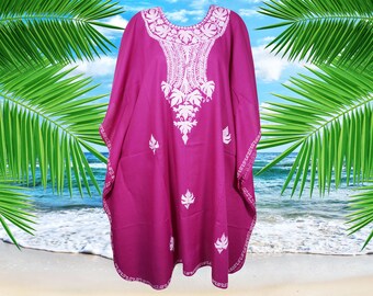 Womens Midi kaftan, Embroidered Kaftan, PURPLE Kashmiri Artisans Floral Handmade Caftan, Travel Fashion, Boho Dresses One Size, L-4XL