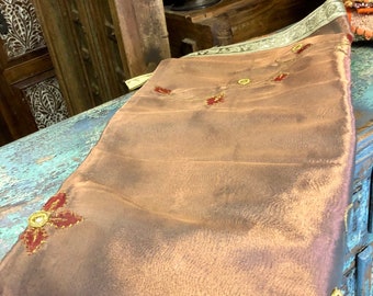 Single Indi Boho Curtains, Gray Embroidered Curtains, Sheer Panels Golden Tab Window Treatment, Canopy Bed Panels