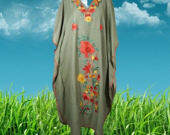 Womens Green Kaftan Dress, Kimono Maxi Dress, Loose fit dress, Oversized dress, Kimono Beach Maxi, Butterfly Dress L-2XL, One size