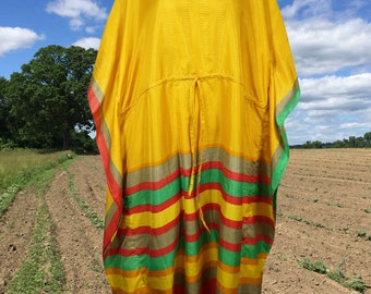 Boho Maxi Kaftan Vivid Yellow, Red  Stylish Caftan Housedress Beach Coverup Summer Boho Caftan Expecting Moms, Resort, Cruise Caftan L-2X