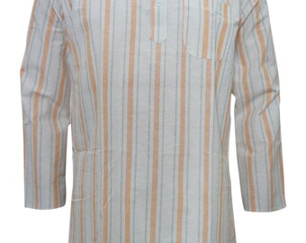 Mens Shirt, Ehtnic Mens Kurta, Summer Style Casual Wear Cotton Strip Print Indian Fashion XL