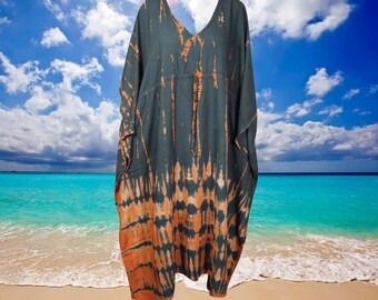 Womens Kaftan Maxi Dress, Oversize Maxidress, Black Orange Tie Dye Kaftan, Beach Maxi, Fall Maxi Long Caftan L-3XL, One Size