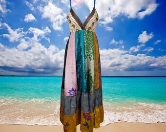 Womens Upcycle Silk Maxi Dress, Beach Maxidress, Flowy Dresses, Purple Bohemian Strapdress, Fall Fashion Handmade Dresses S/M