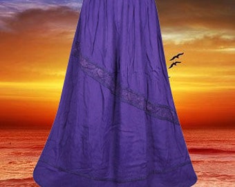 Womens Fall Maxi Skirt, purple Berry Hippie Skirts, Handmade Retro Chic Festive Elastic Waist, Skirt  , Handmade, Hippe, Midi Skirts S/M/L
