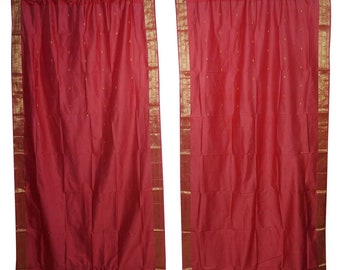 2 Pink Sari Curtain Rod Pocket Panel Drape Window Treatment Door Draperies Home Decor 96X44