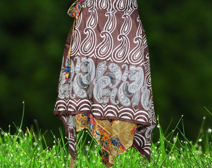 Womens Wrap Skirt Uneven Hem Bohemian Clothing Purple Beige Etsy