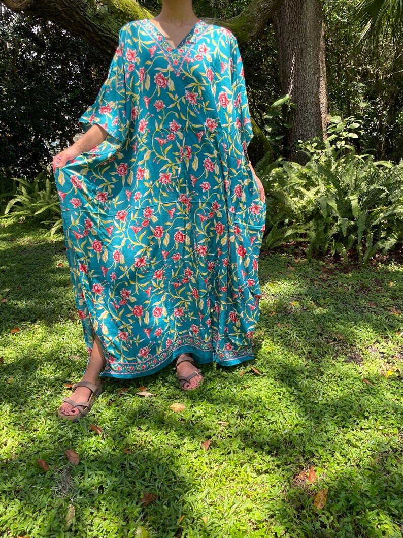 Boho Kimono Maxi Dress Cruise Kaftan Dress Bohemian Floral Etsy