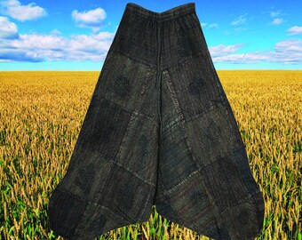 Boho Hippie Pants, Cotton Dark Brown, Stripe Harem Pants, Boho Hippie Renaissance Faire Stonewashed Cotton Alladin Pant S/M/L