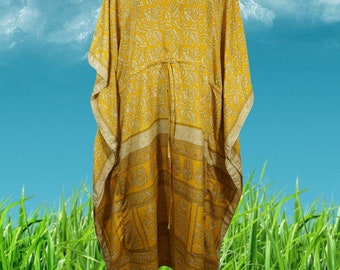 Boho Canary Yellow Floral Caftan, Maxi Kaftan, Housedress, Beach Coverup, Summer Boho Caftan, Expecting Moms, Resort, Cruise Caftan L-2X