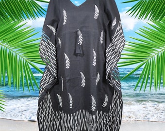 Black White Feathers Kaftan Midi Dresses, Kimono, Mummuu, Resort Wear, Boho Beach dress, Handmade, Boho Cotton Caftan, S-XL