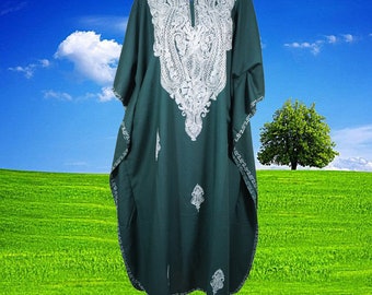 Women's Kaftan Maxi Dress, Gift, Boho Mid Night Green, Kimono Maxi Dresses, Oversized Loose Stylish Maxi Kaftan Dresses. One size, L-2X