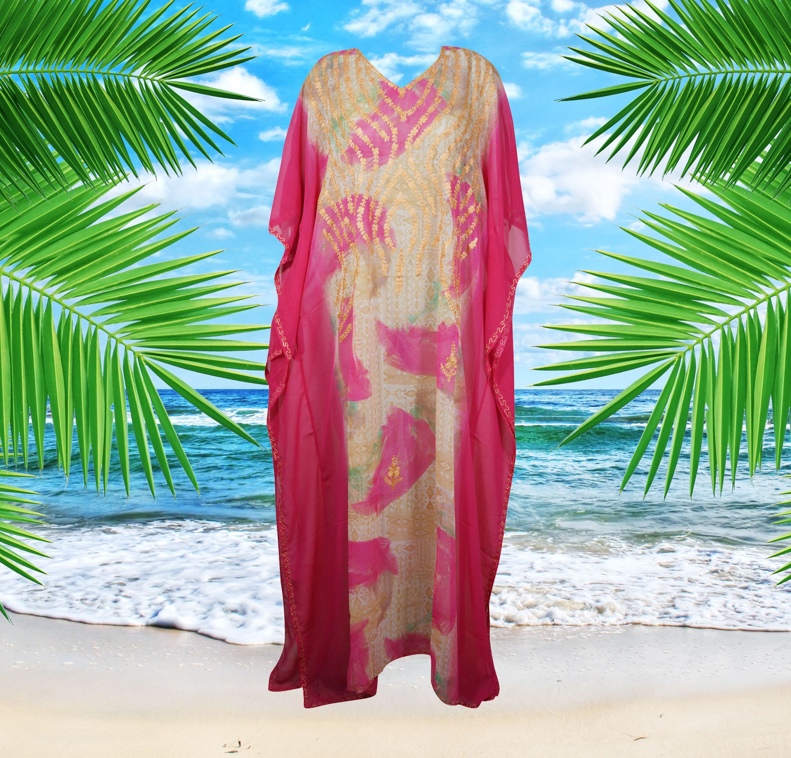 Womens Cruise Kaftan Dress Lounger Caftan Dress Fuchsia Pink - Etsy