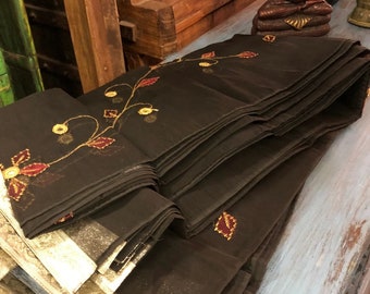 2 Indi Boho Curtains BLACK GOLD Embellished Curtain Sheers Silvergold Tab Top Organza Window Treatment 90