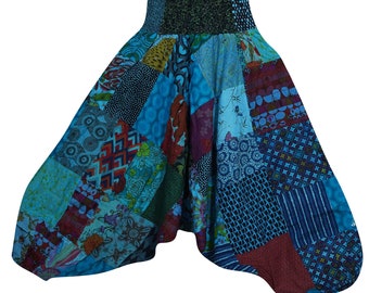 Aladdin Pants, Patchwork Harem Pants 100% Cotton Harem Pants, Unisex Low Crotch Yoga Trousers