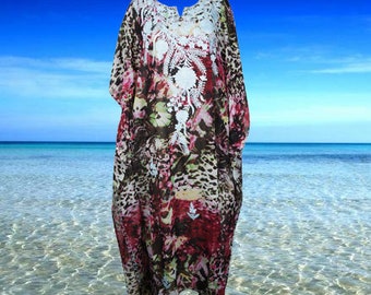 Women Beach Kaftan Maxi Dress, Pink Black Soft Georgette Long Caftan Gown, Bohemian Dresses, Oversize Dress, Gift One size L-4XL