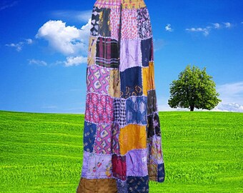 Patchwork Boho Maxi Skirt, Women’s Patchwork Skirt, Summer Festival Beach Skirt, Purple Handmade Skirts S/M/L