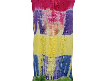 Womens SOFT DRESSES, Tie Dye Summer Dress, Tank Dresses Embroidered tiedye Boho Gypsy Beach Cover Up Midi Dresses SML