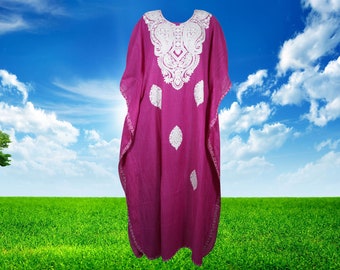 Women's Kaftan Maxi Dress, Purple Beach Holidays Caftan, Lounger, Cotton Embroidered Summer Caftans, Handmade Gift One size L-2XL One Size