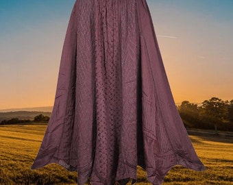 Wine Renaissance Maxi Skirt with Embroidery, Rodeo Long Skirts, Elastic Waist Skirt, Handmade Hippe Skirts S/M/L