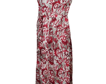 Womens Maxi Dress Casual Sleeveless Printed Scoop Neck Rayon Summer Beach Long Sundress S/M