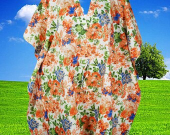 Womens Summer Muumuu kaftan Dress, Orange Floral Print Caftans, Travel, Cover Up, Handmade Dresses, Fall Boho, Kimono Housedress S/M