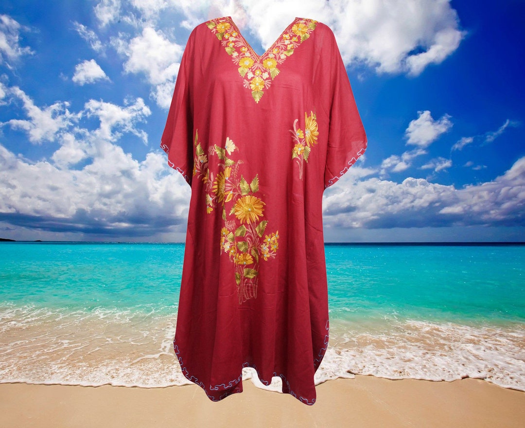 Womens Kaftan Dress Red Bohemian Midi Kaftan Dress Kimono - Etsy