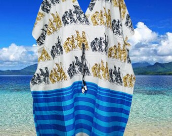 Womens Cotton Short Kaftan, Purple Print Short Dress, Beach Cover up Caftan Dress ,Resort wear, Handmade, Fall Boho Travel Kimono S/M