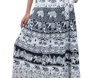 Womens Cotton Wrap Skirt Animals Print Beach Resort Wear Sarong Summer Fashion Ethnic Wrap Around Skirts