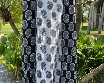 Womans Maxi Skirt, Black White Block Print Skirt, Summer Boho Chic Beach Skirts, Resort Wear SM