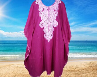 Women Vintage Embroidered Caftan Dress, Pink Midi Dresses, Cruise Kaftan, Kimono Caftan, Bohemian Caftan L-4XL