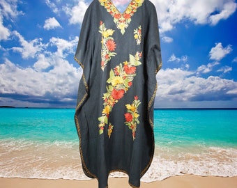 Bohemian Maxi kaftan dress, Kimono sleeve caftan, Chic embroidered caftan, High quality cotton, Black Maxi Kaftan Dresses One size ,L-2XL