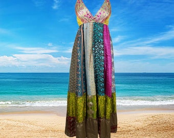 Womens Maxi Dress, Fall Maxi Dresses, Bermuda Chill Maxi Dresses, Green Flared Swing Maxi Boho Beach Dress, Strapdress ML