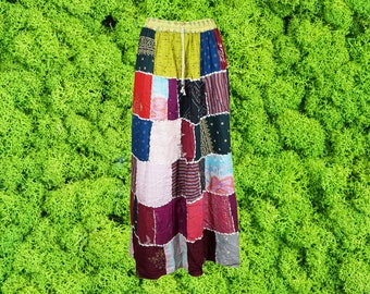 Women Vintage Assorted Maxi Patchwork Skirt, Bohemian Summer Skirts, Colorful Boho Skirt, Indian Handmade Patchwork Skirts S/M/L