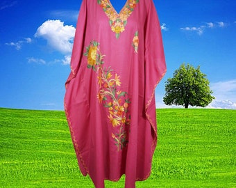 Pink Maxi Dress, Kaftan, Long Caftan dress, Women maxi dress, Embroidered cotton Maxi Dresses L-2XL One size