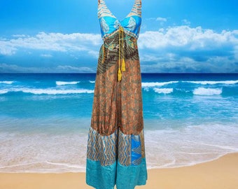 Womens Maxi Dress, Fall Maxi Dresses, BAHAMA BREEZE Maxi Dresses, Blue Flared Swing Maxi Boho Beach Dress, Strapdress  ML