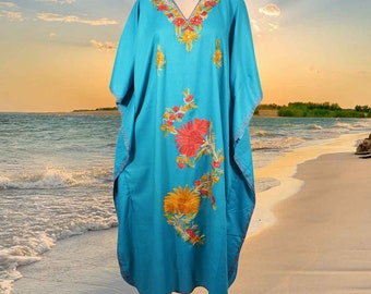 Blue Kaftan dress, Caftan, Maxi Dresses, Oversized evening dress, Handmade Kimono Butterfly Dress, Embroidered Maxi Dresses L-2XL One size