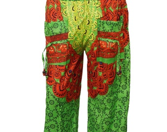 Bohemian Green Harem Pant Mandala Print Palazzo Trousers Yogini Pants