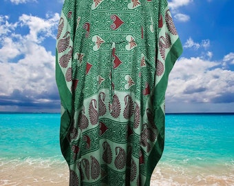 Womens Maxi Kaftan, St Patrick Green Caftan, Housedress, Beach Coverup, Summer Boho Caftan, Expecting Moms, Resort, Cruise Caftan L-2X