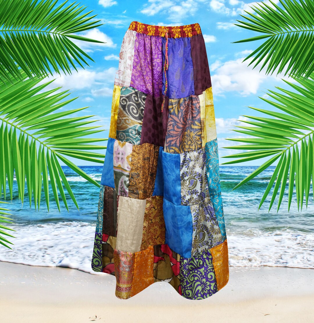 Womens Maxi Patchwork Skirt Multi Blues Skirt Handmade - Etsy