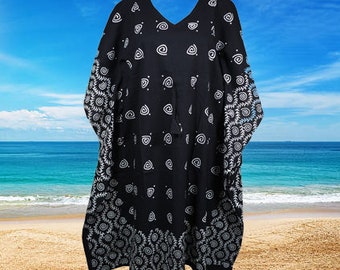 Womens Kimono Kaftan Dress, Travel, Lounge wear, Black, Short Cotton Dress Summer, Kaftan Dress, Beach, Coverup, Dresses One size