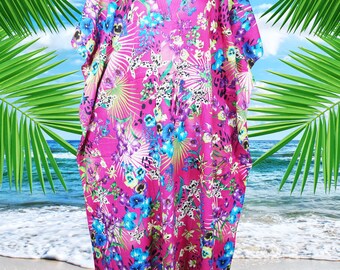 Fall Maxi dress, Kimono Caftan dresses, Cotton, Pink Floral, Kaftan Cover up, Caftan Resort Wear, Handmade, Boho Travel Kimono S/M